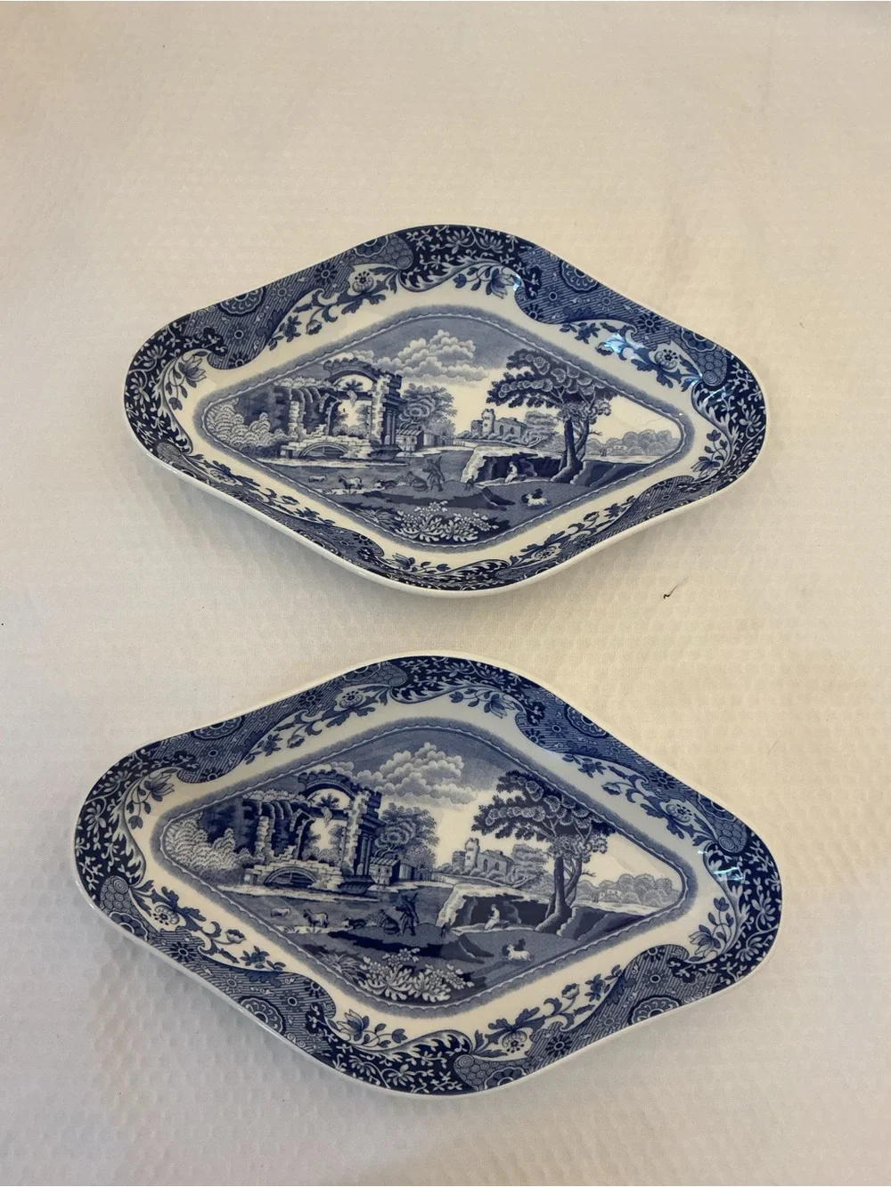 Spode Blue and White Transferware Serving Dishes, Pair